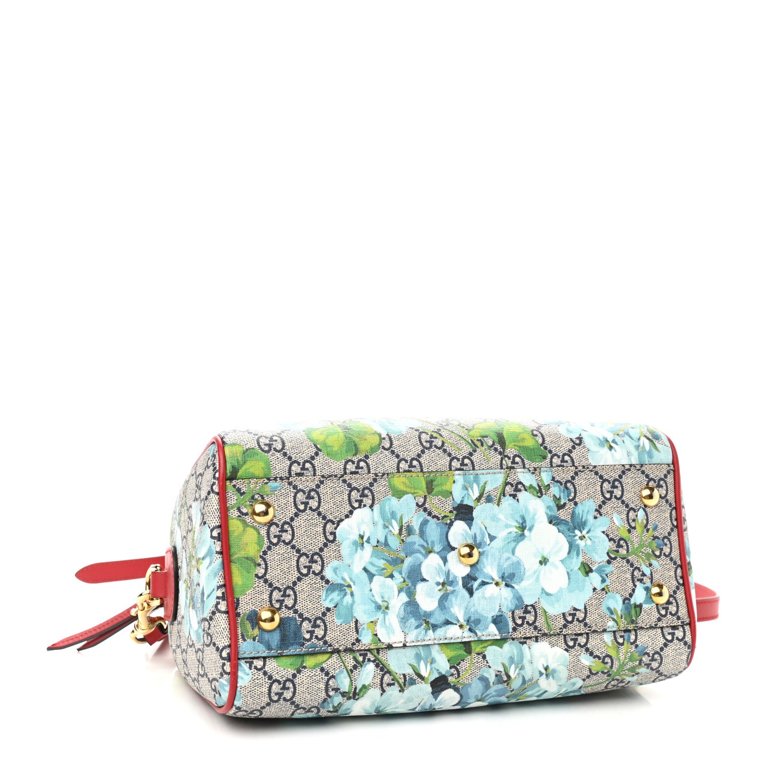 Gucci GG Supreme Monogram Blooms Small Boston Beige Blue Navy Hibiscus Red 4 of 9
