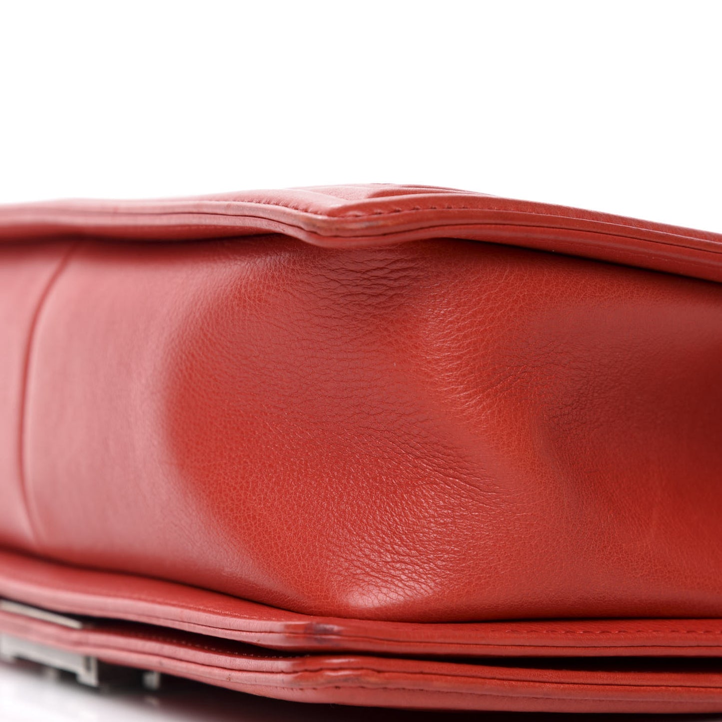 Calfskin Quilted Double Stitch Medium Boy Flap Red