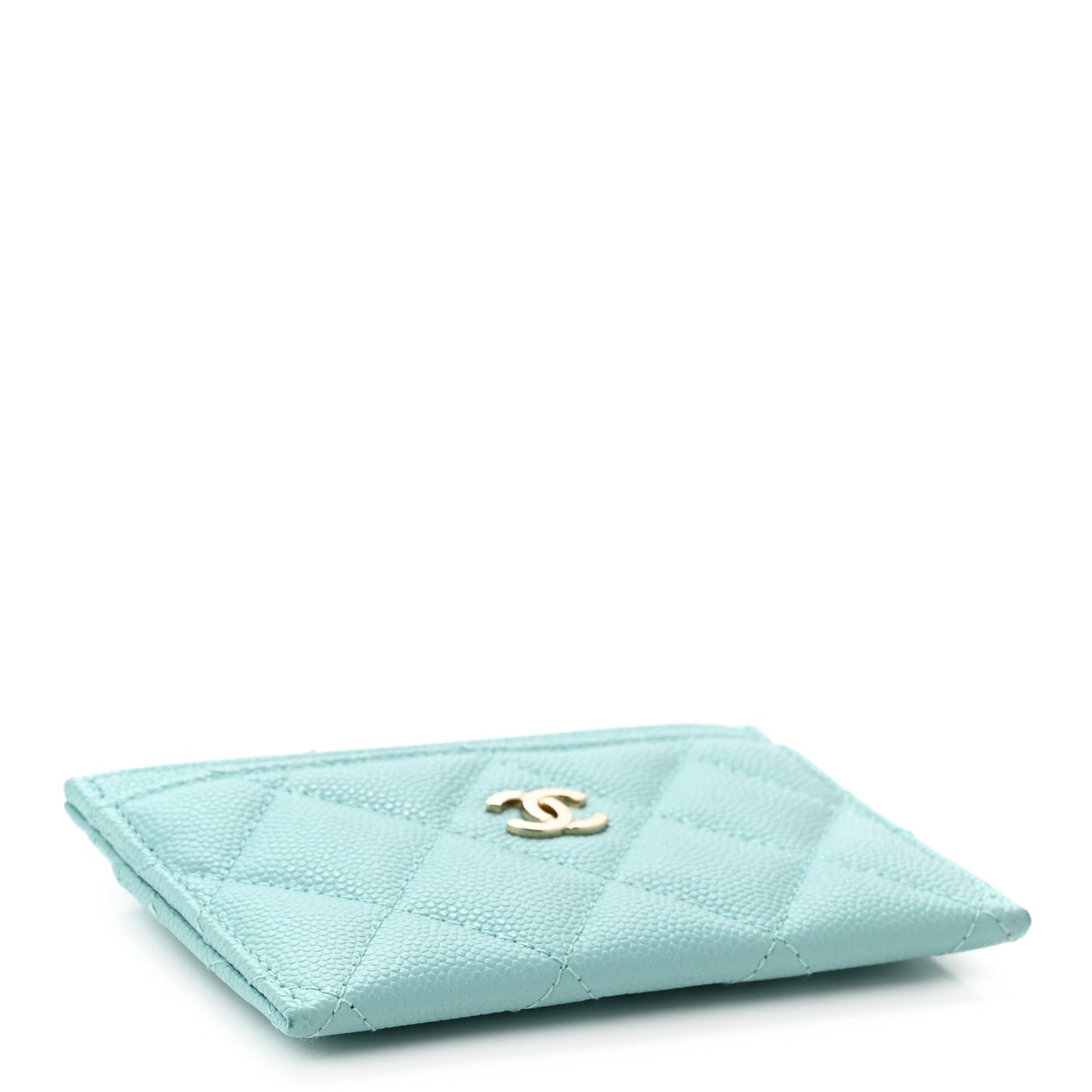 Caviar Quilted Card Holder Light Blue