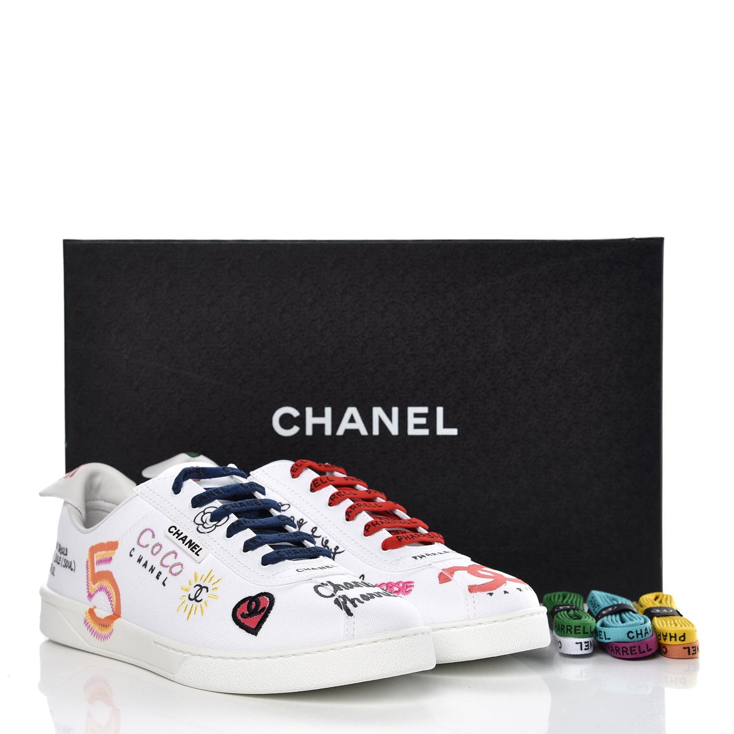 x Pharrell Williams Mens Canvas Graffiti Sneakers 44