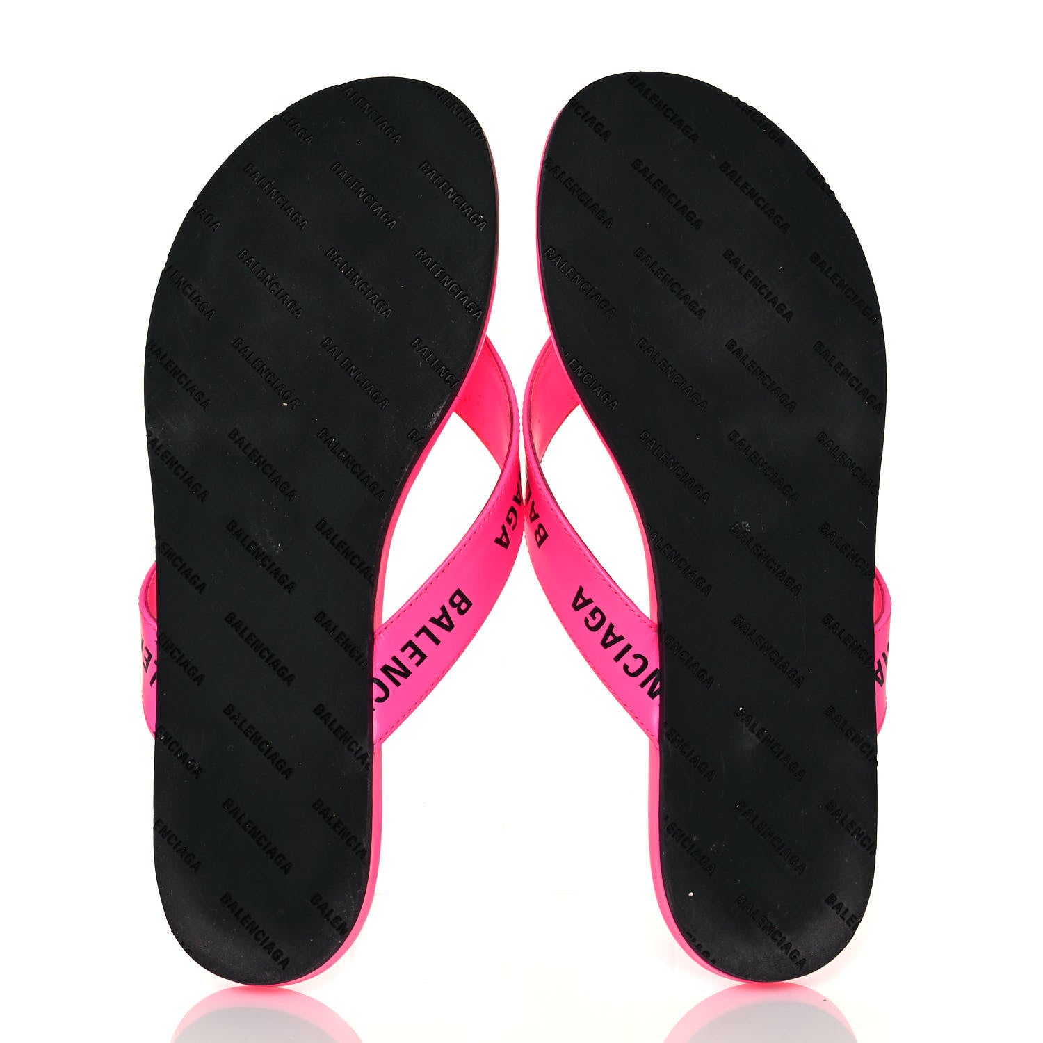 Balenciaga Calfskin Logo Thong Sandals 35 Neon Pink 5 of 13