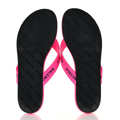 Balenciaga Calfskin Logo Thong Sandals 35 Neon Pink 5 of 13
