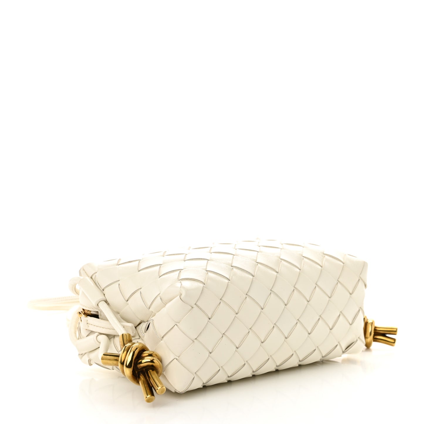 Nappa Intrecciato Metallic Knot Mini Loop Camera Bag Bone