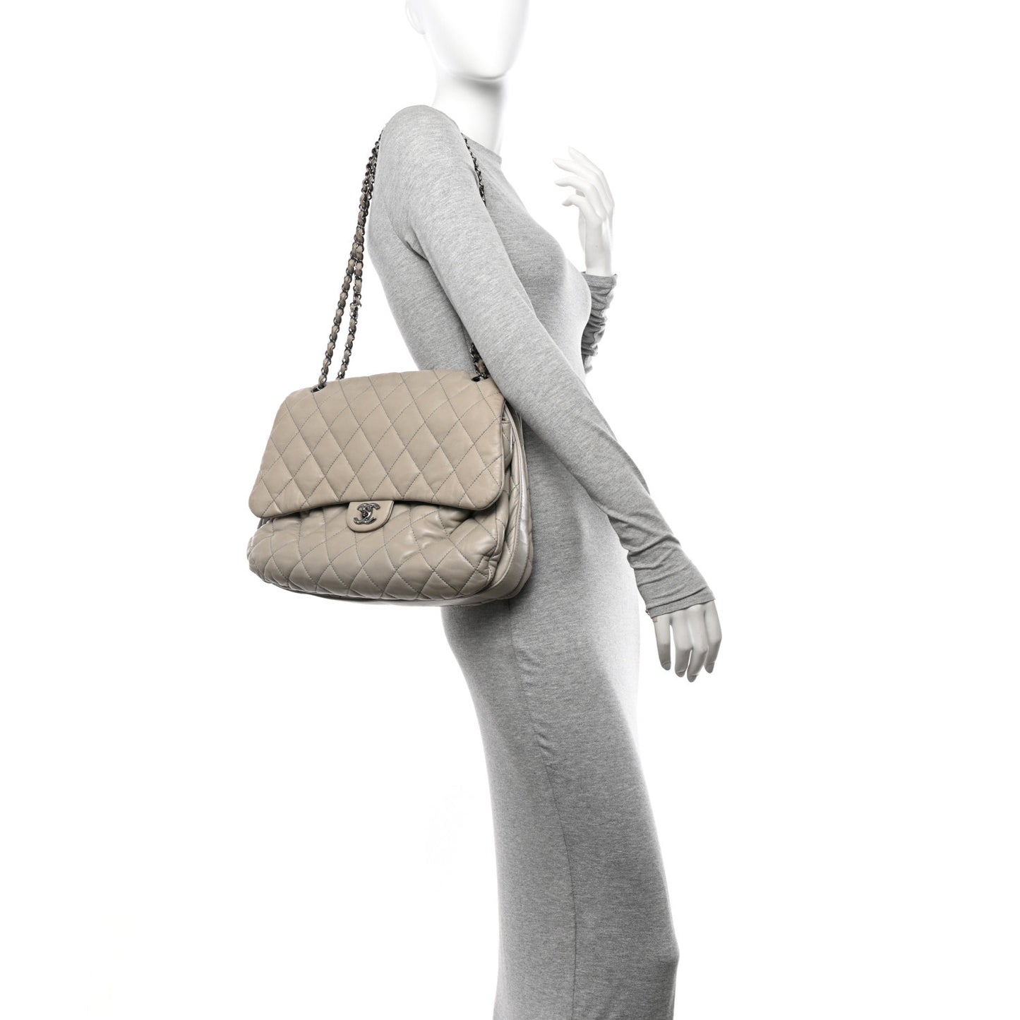Lambskin Maxi Quilted Chanel 3 Flap Bag Grey