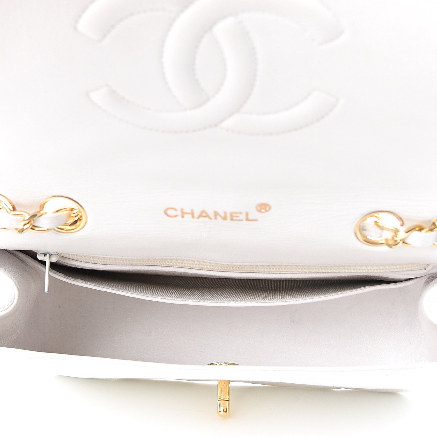 Chanel Lambskin Stitched Small Single Flap White 4 of 13