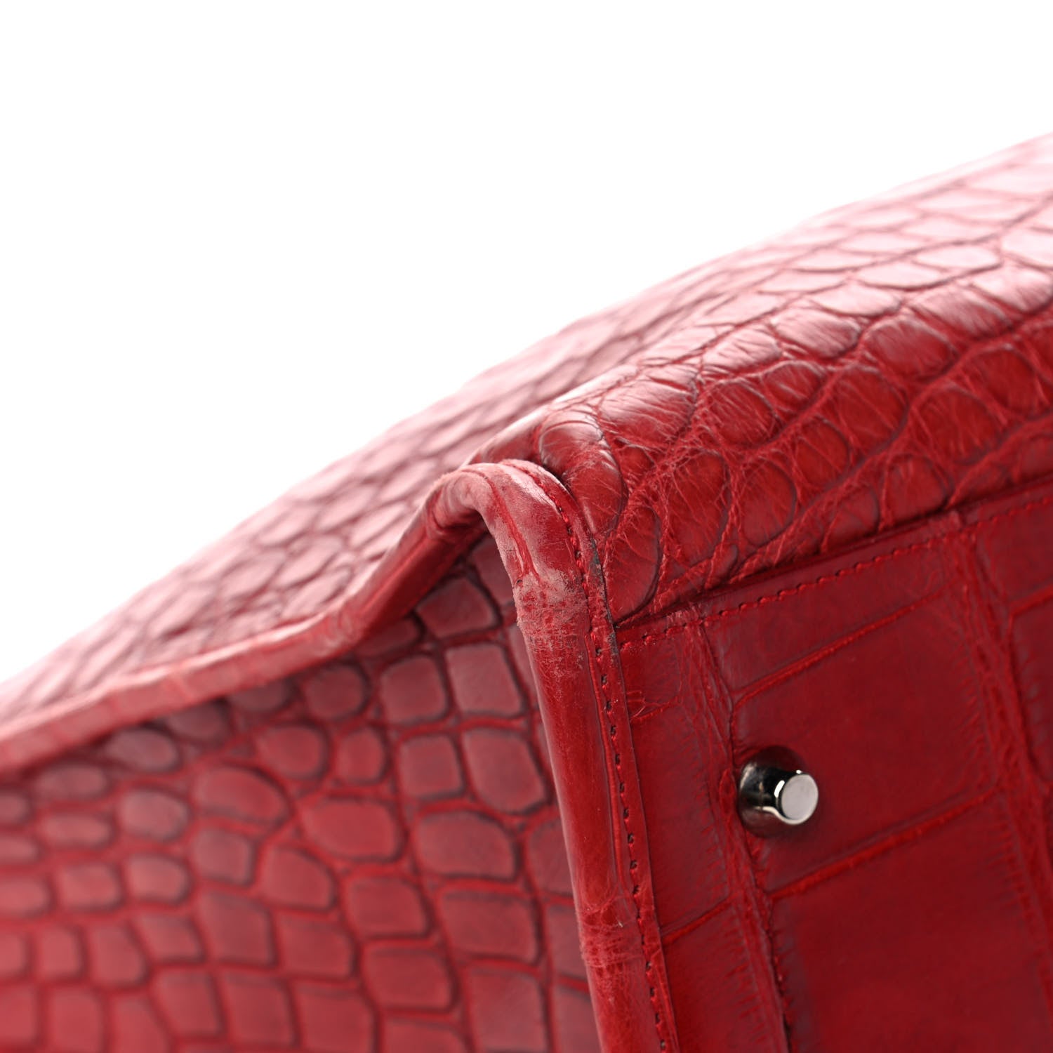 Balenciaga Crocodile Classic Silver Hardware Work Red 10 of 11