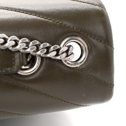Saint Laurent Calfskin Y Quilted Monogram Medium Loulou Chain Satchel Military Olive 14 of 15
