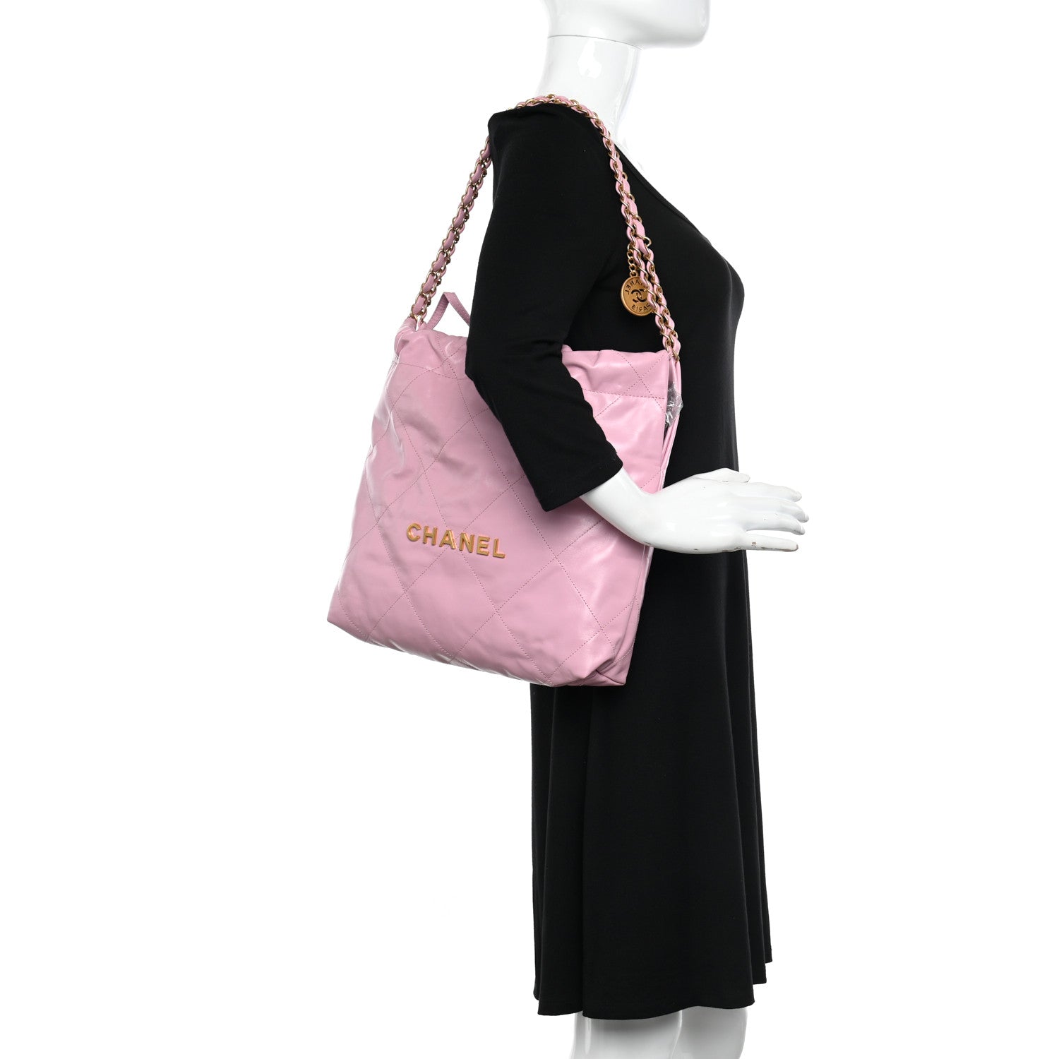 Chanel Shiny Calfskin Quilted Small Chanel 22 Dark Pink 2 of 13