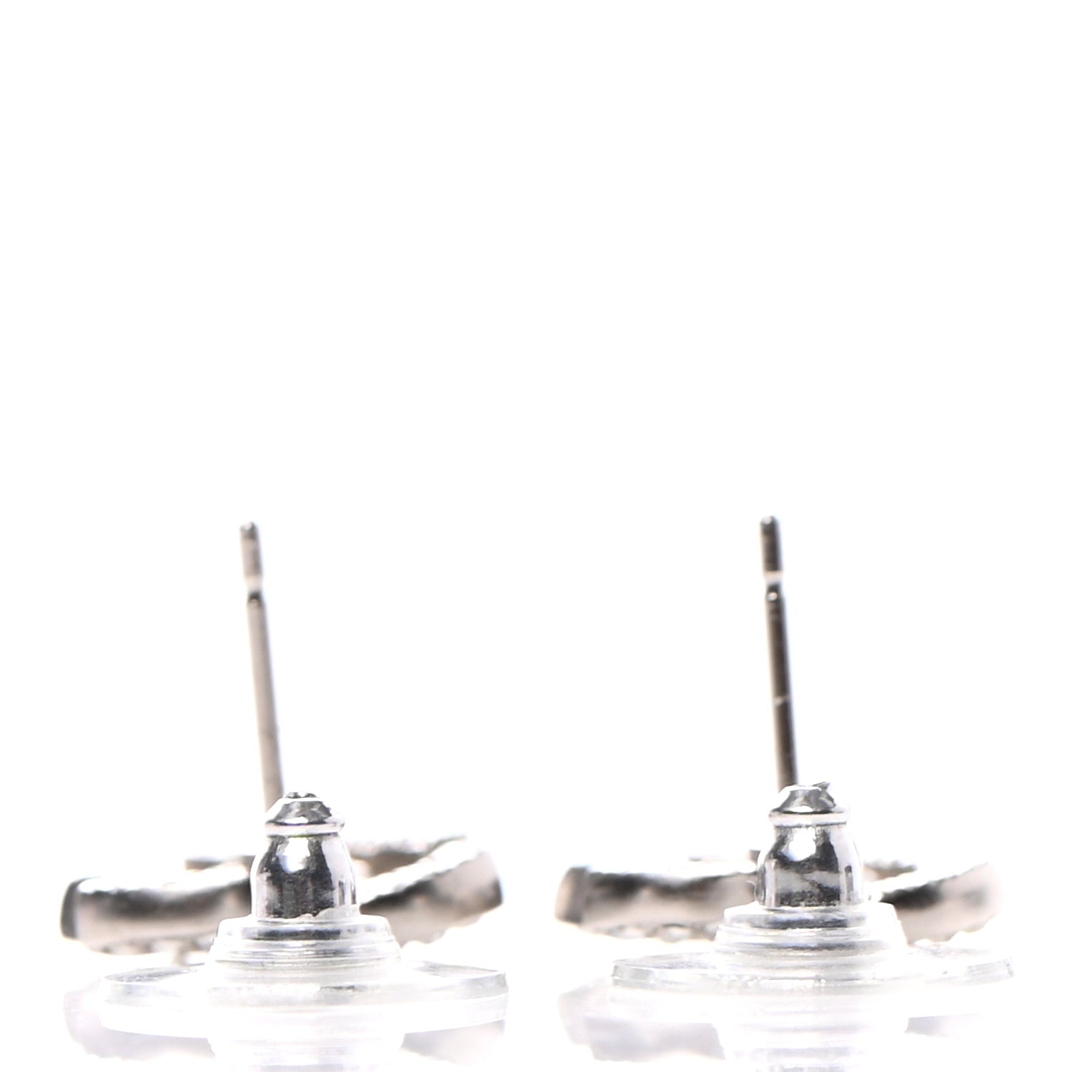 Chanel Crystal Mini Timeless CC Earrings Silver 3 of 4