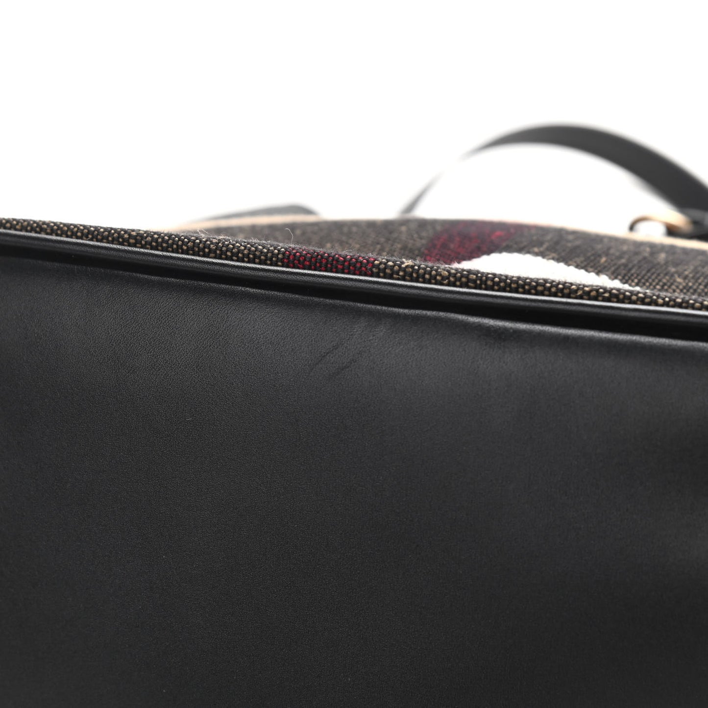 Grainy Calfskin Canvas Mega Check Medium Ashby Tassel Hobo Black