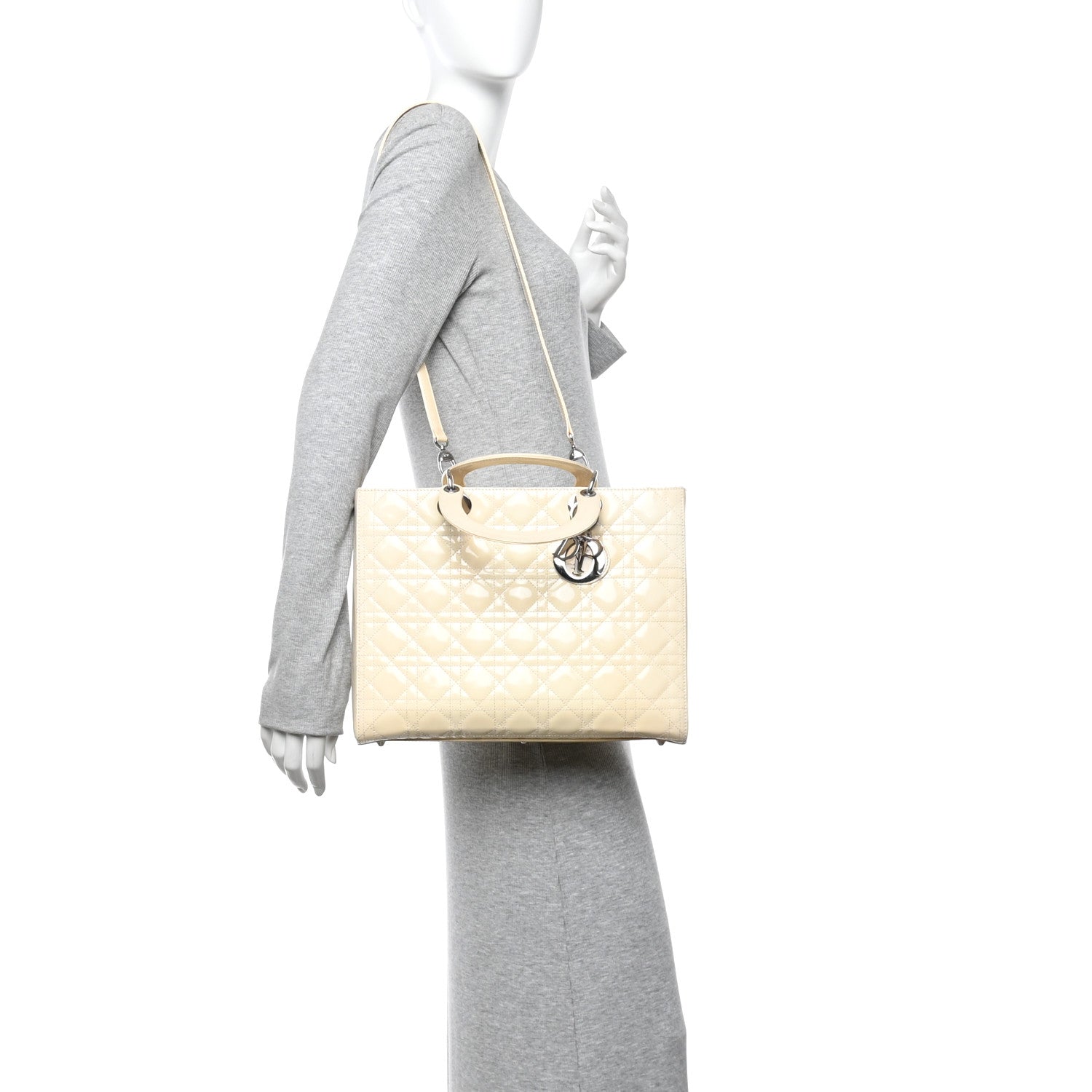 Christian Dior Patent Cannage Large Lady Dior White 2 of 14