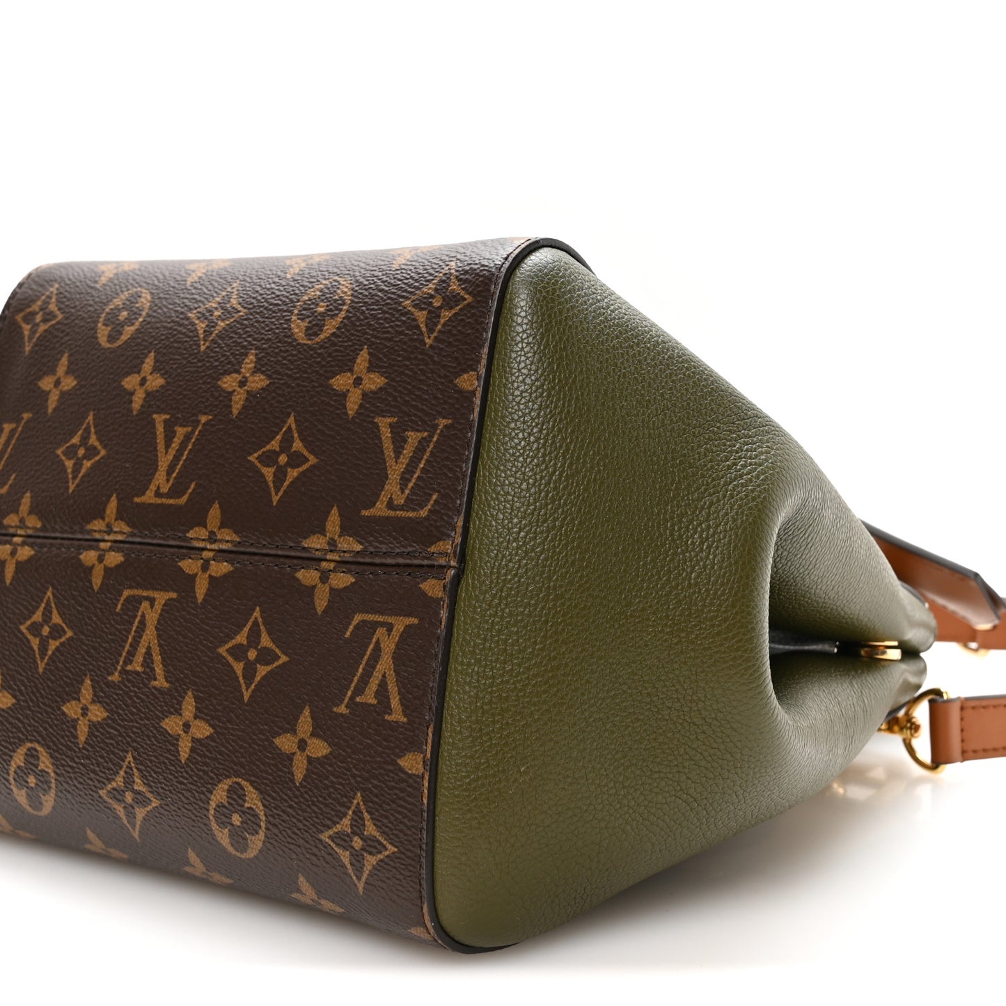Calfskin Monogram Fold Tote PM Cream Khaki Black