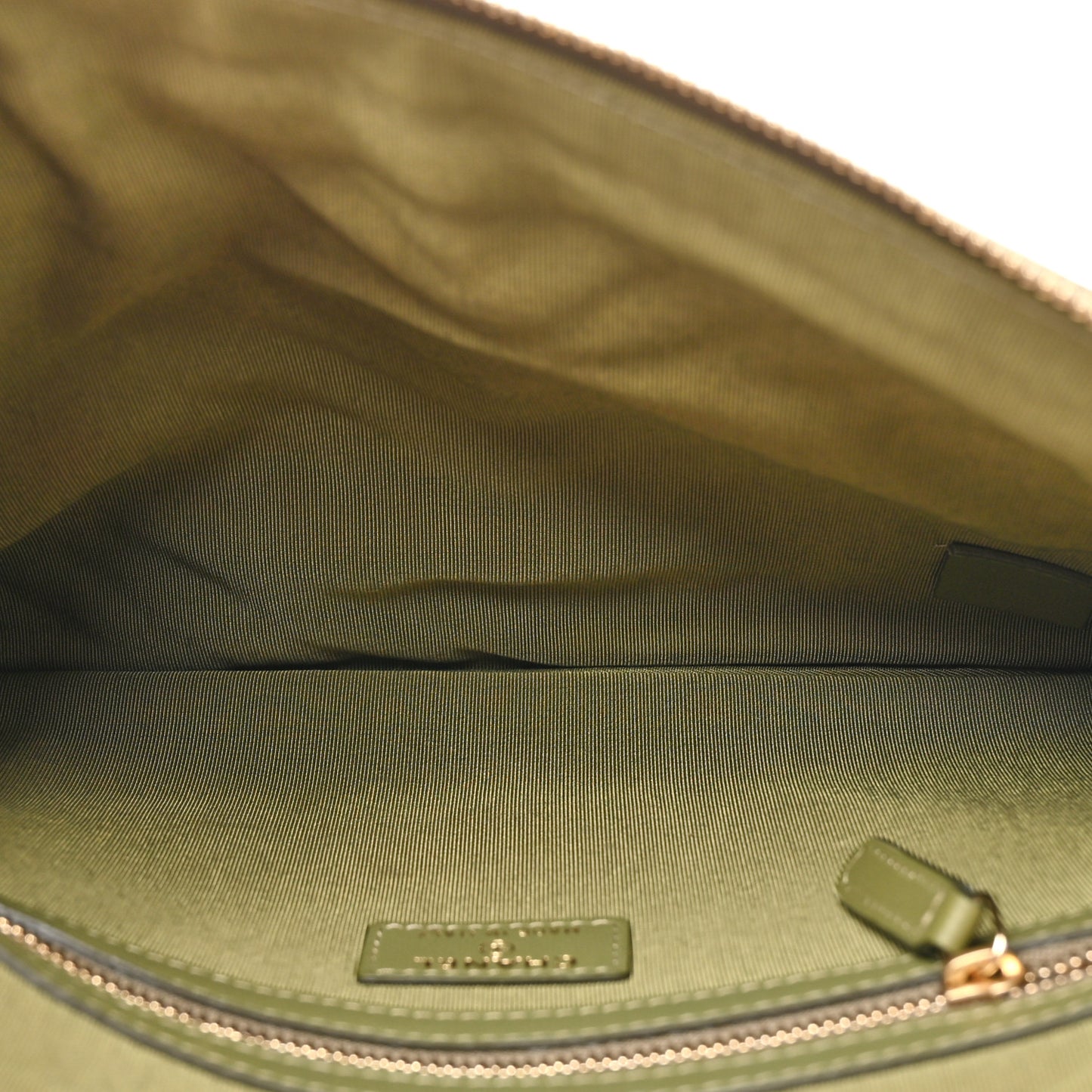 Calfskin Chevron Quilted Medium Cosmetic Case Khaki