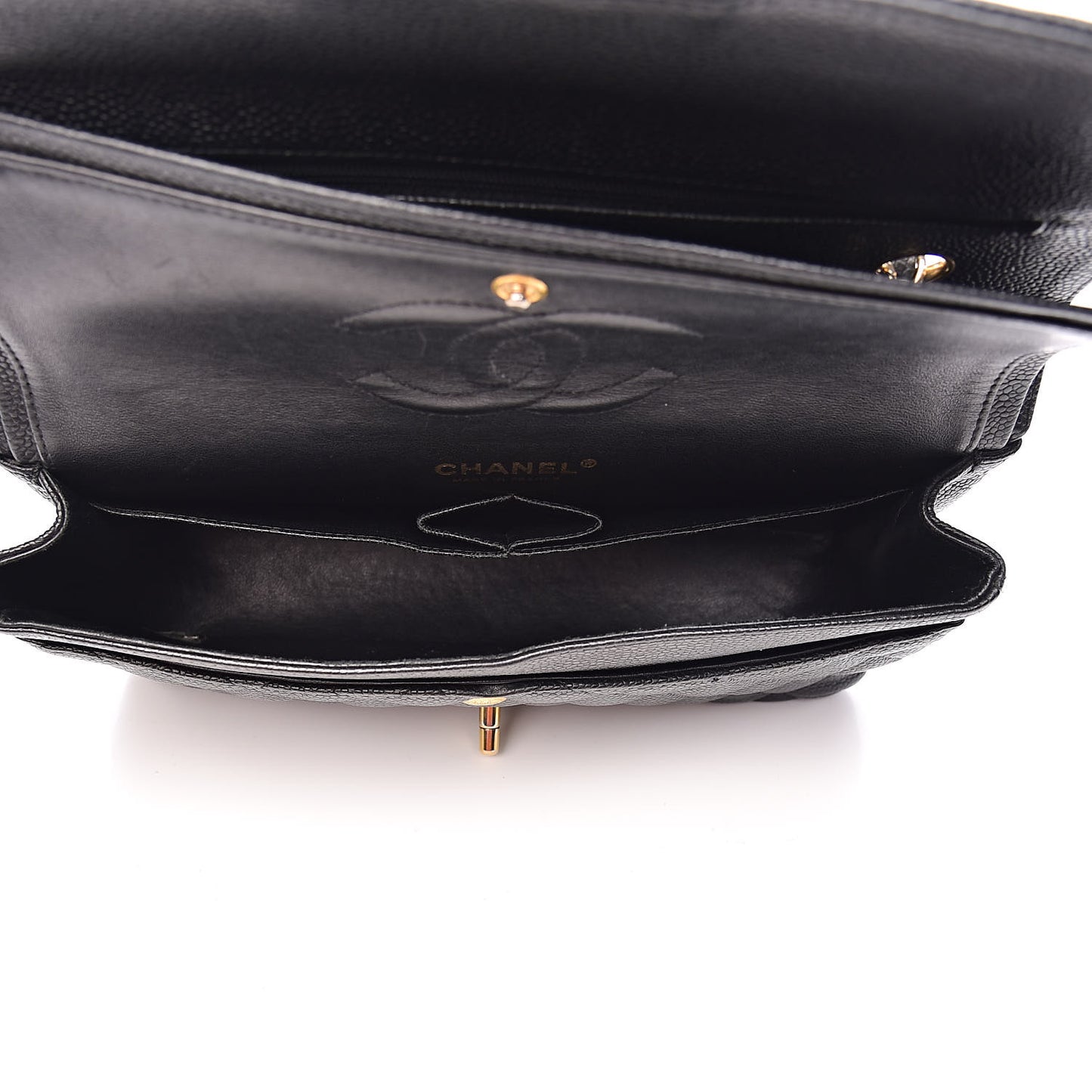 Caviar Quilted Medium Double Flap Black