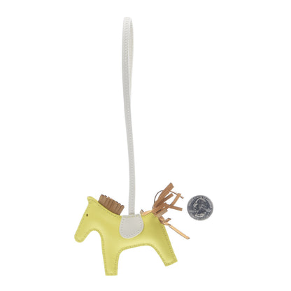 Hermes Milo Lambskin Grigri Rodeo Horse Bag Charm PM Lime Sesame Craie 2 of 4