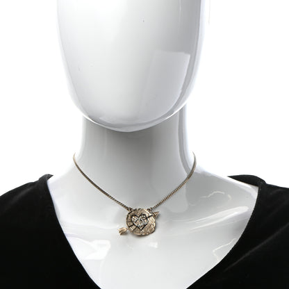 Chanel Crystal Heart Arrow Short Necklace Gold 2 of 5