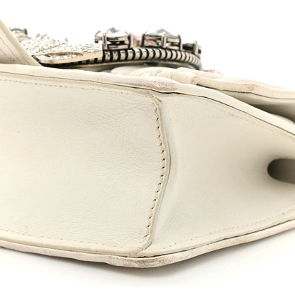 Miu Miu Nappa Matelasse Crystal Embellished Lady Shoulder Bag White 7 of 19