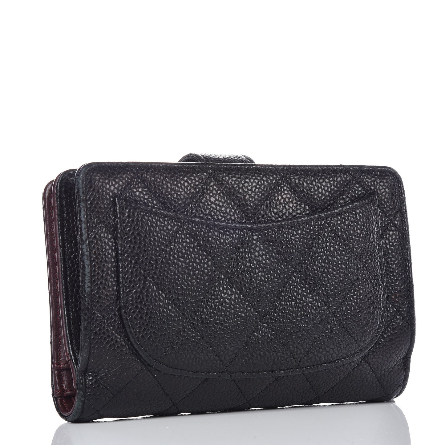 Caviar Quilted Zipped Pocket Wallet Black