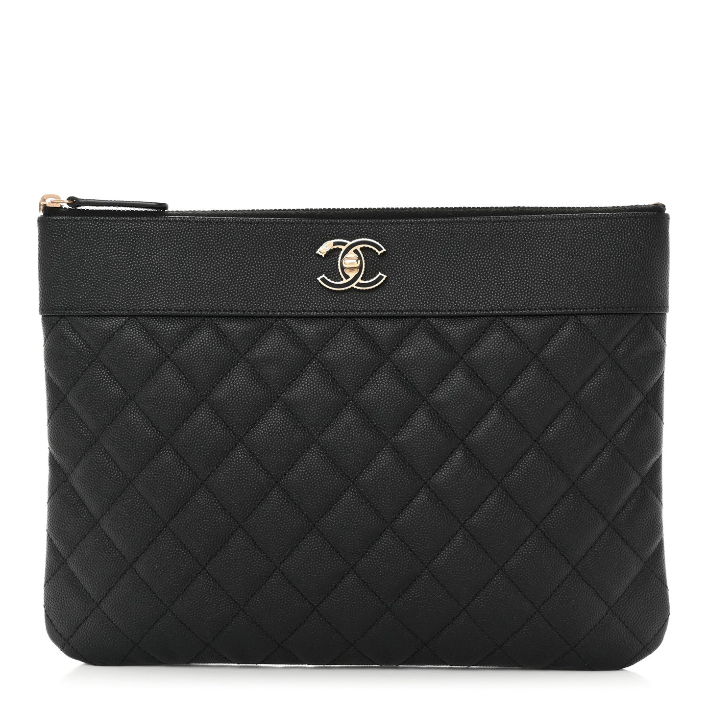 Caviar Quilted Medium Vintage Mademoiselle Cosmetic Case Black
