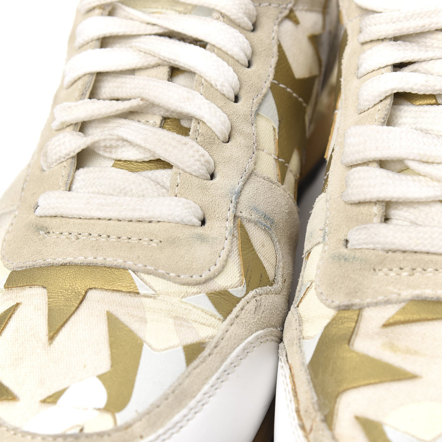 Valentino Garavani Nappa Suede Camustars Womens Rockrunner Sneakers 37.5 White 10 of 11