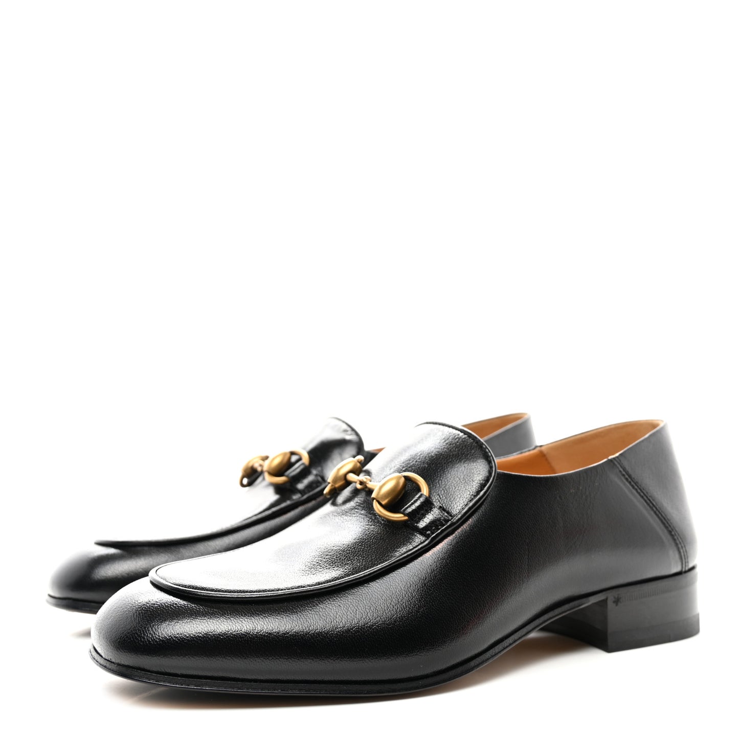 Goatskin Womens Horsebit Mid-Heel Loafers 36.5 Black