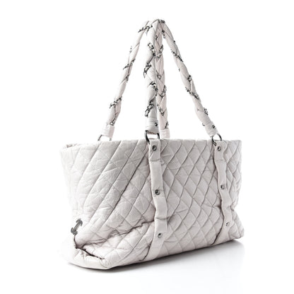 Chanel Distressed Lambskin Vintage Ligne Lady Braid XL Tote White 3 of 11