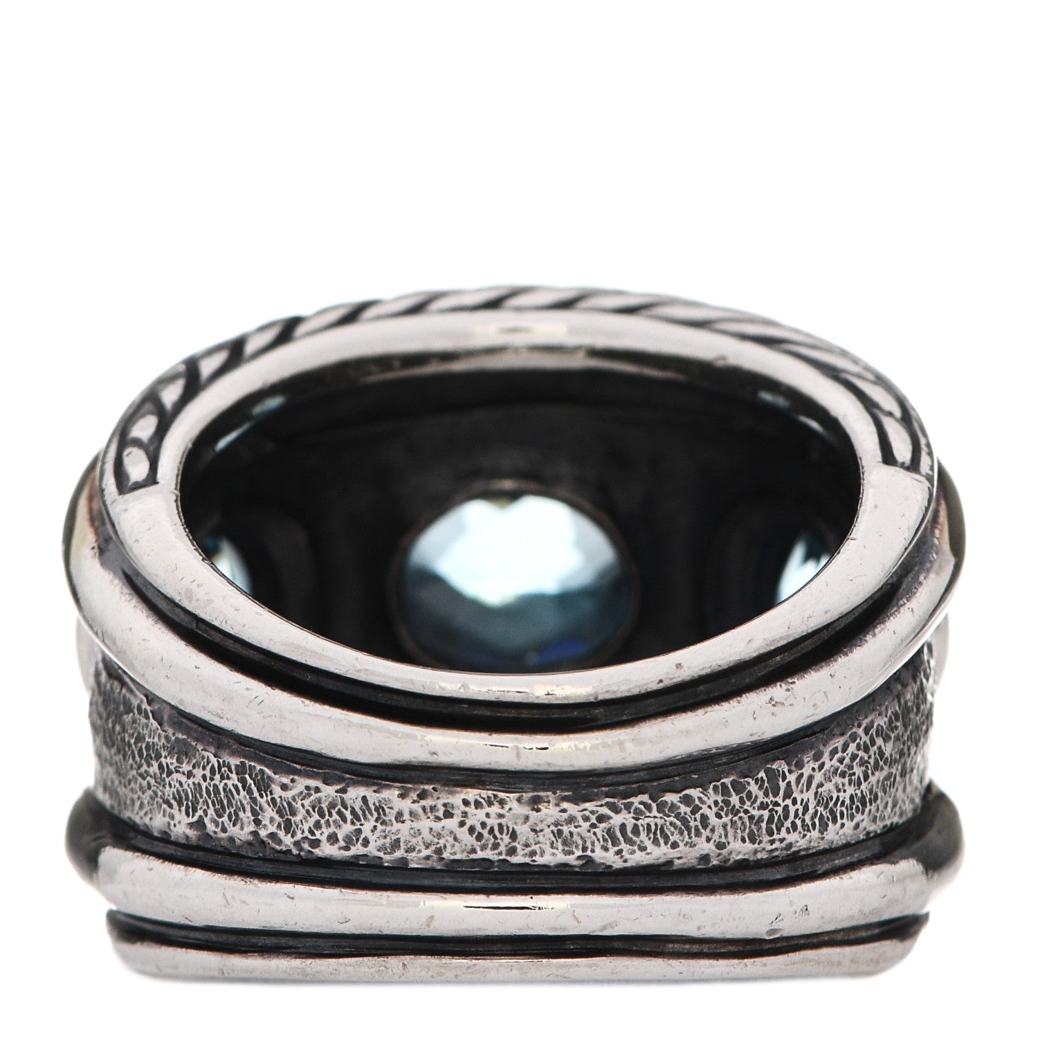 David Yurman Sterling Silver 14K Yellow Gold Blue Topaz Renaissance Ring 54 7 3 of 4