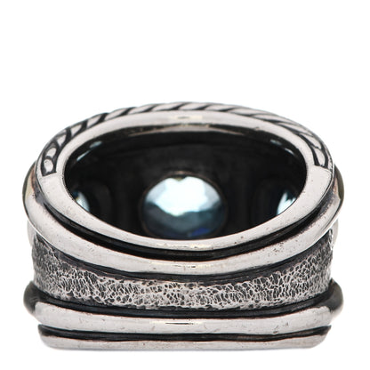 David Yurman Sterling Silver 14K Yellow Gold Blue Topaz Renaissance Ring 54 7 3 of 4