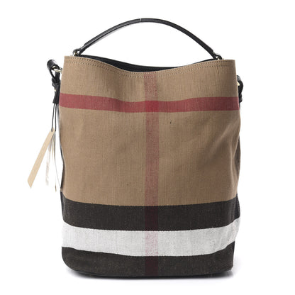 Burberry Canvas Mega Check Medium Ashby Hobo Black 1 of 8