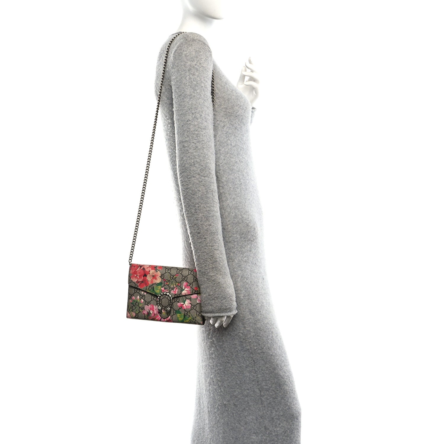 Gucci GG Supreme Monogram Blooms Mini Dionysus Chain Wallet Beige Multicolor Dry Rose 2 of 10