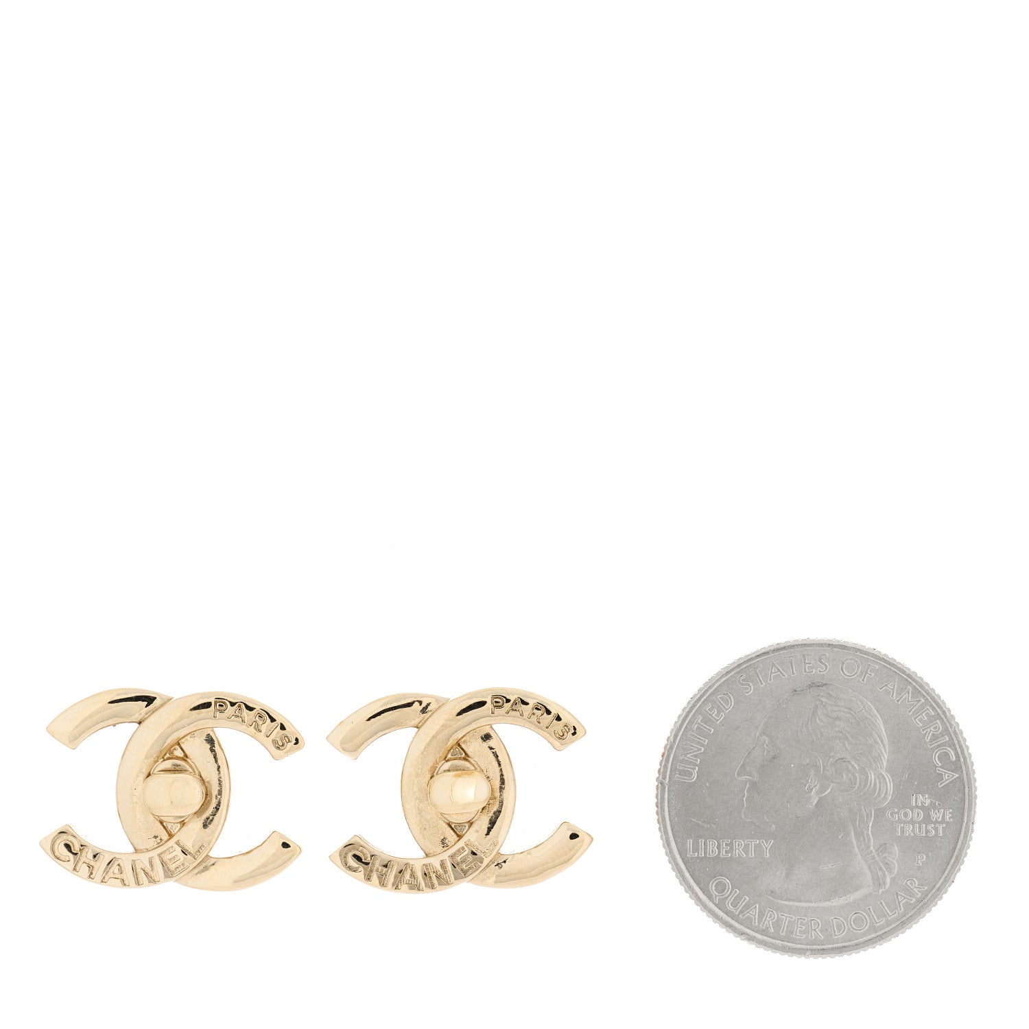 Chanel Metal Logo CC Turnlock Earrings Gold 2 of 5