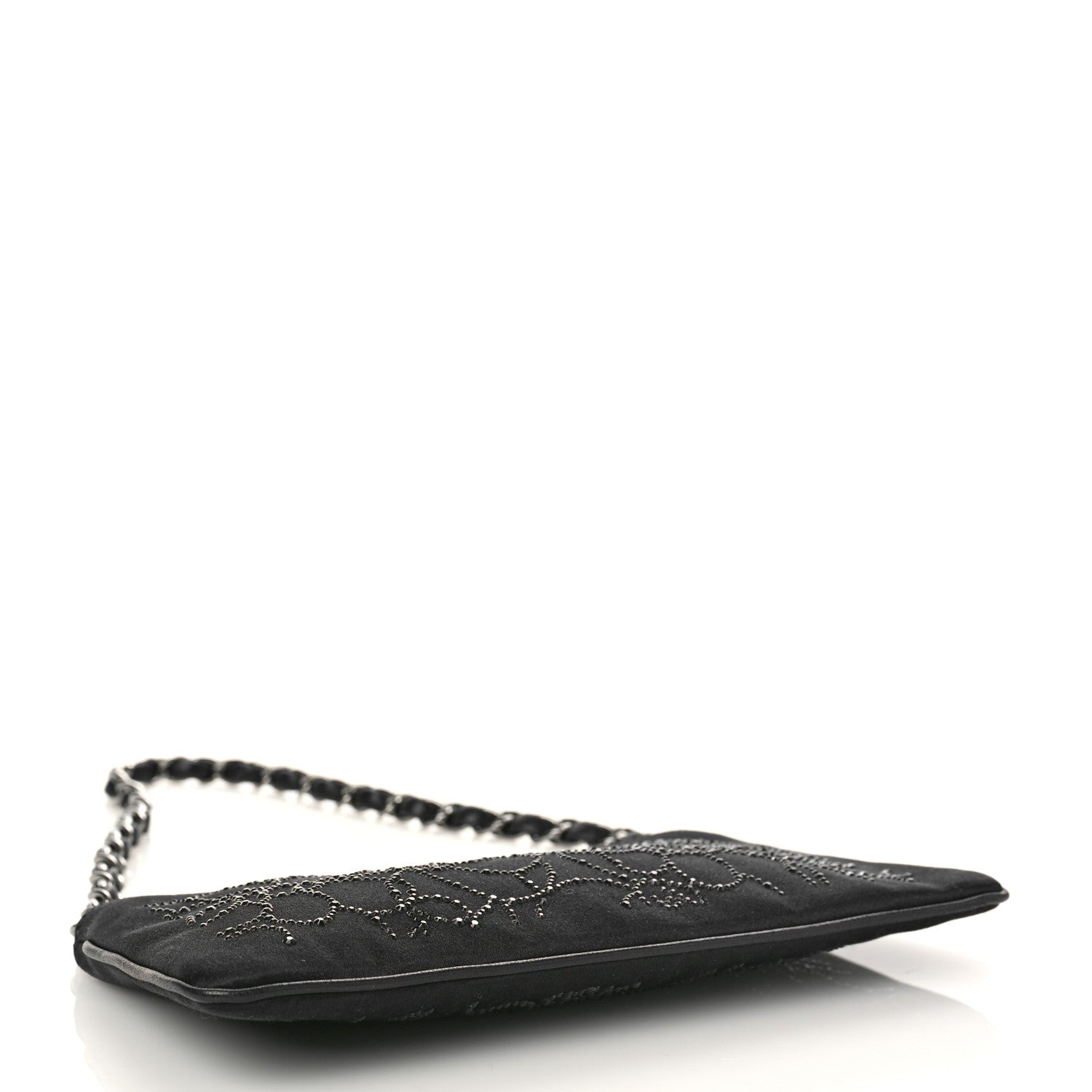 Chanel Satin Crystal Camellia Evening Bag Black 4 of 9