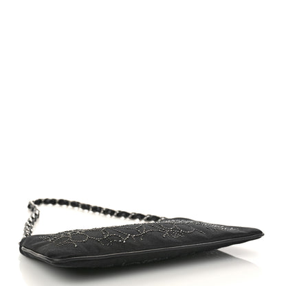Chanel Satin Crystal Camellia Evening Bag Black 4 of 9