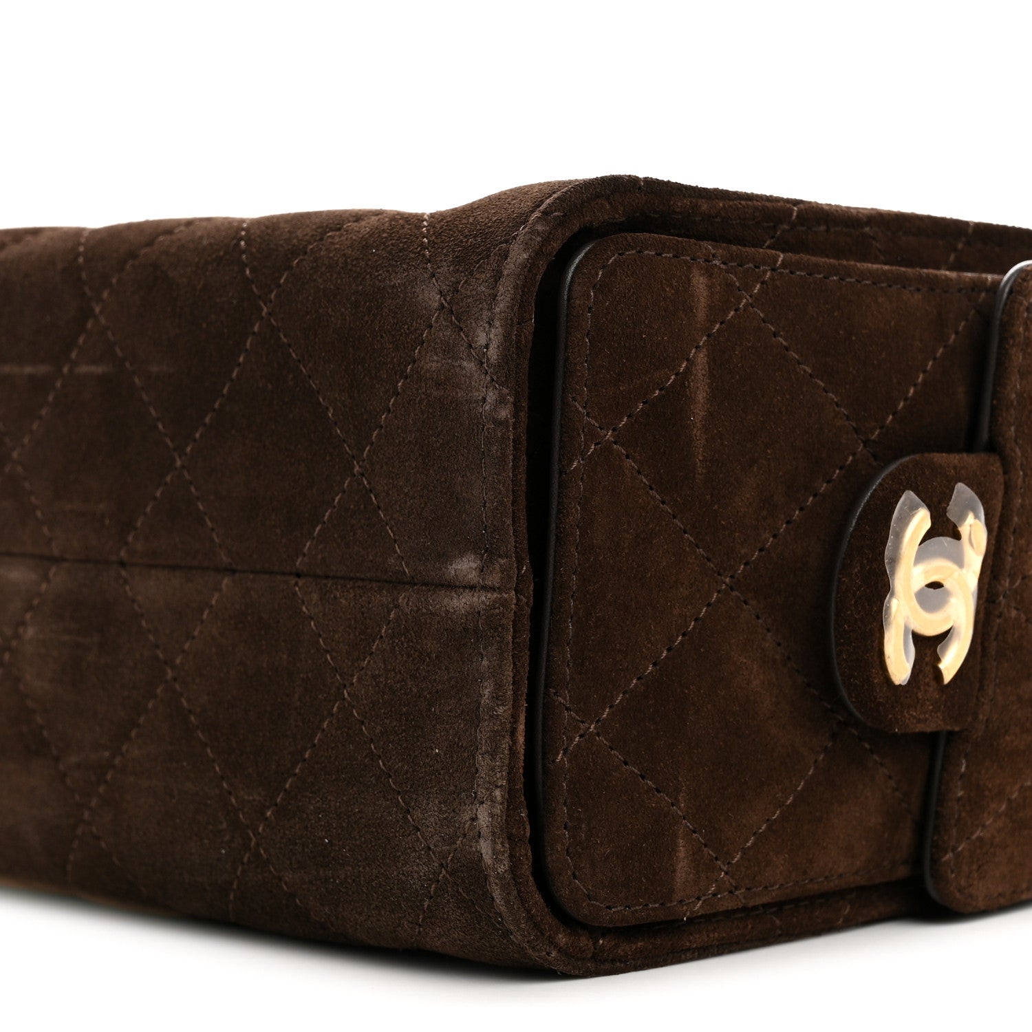 Chanel Suede Quilted Mini Chanel 25 Handbag Dark Brown 10 of 10