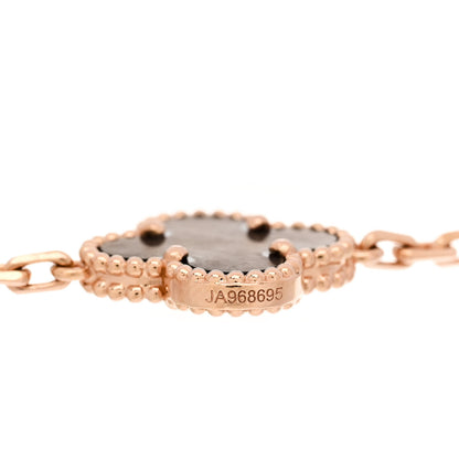 Van Cleef & Arpels 18K Rose Gold Gray Mother of Pearl 5 Motifs Vintage Alhambra Bracelet 4 of 5