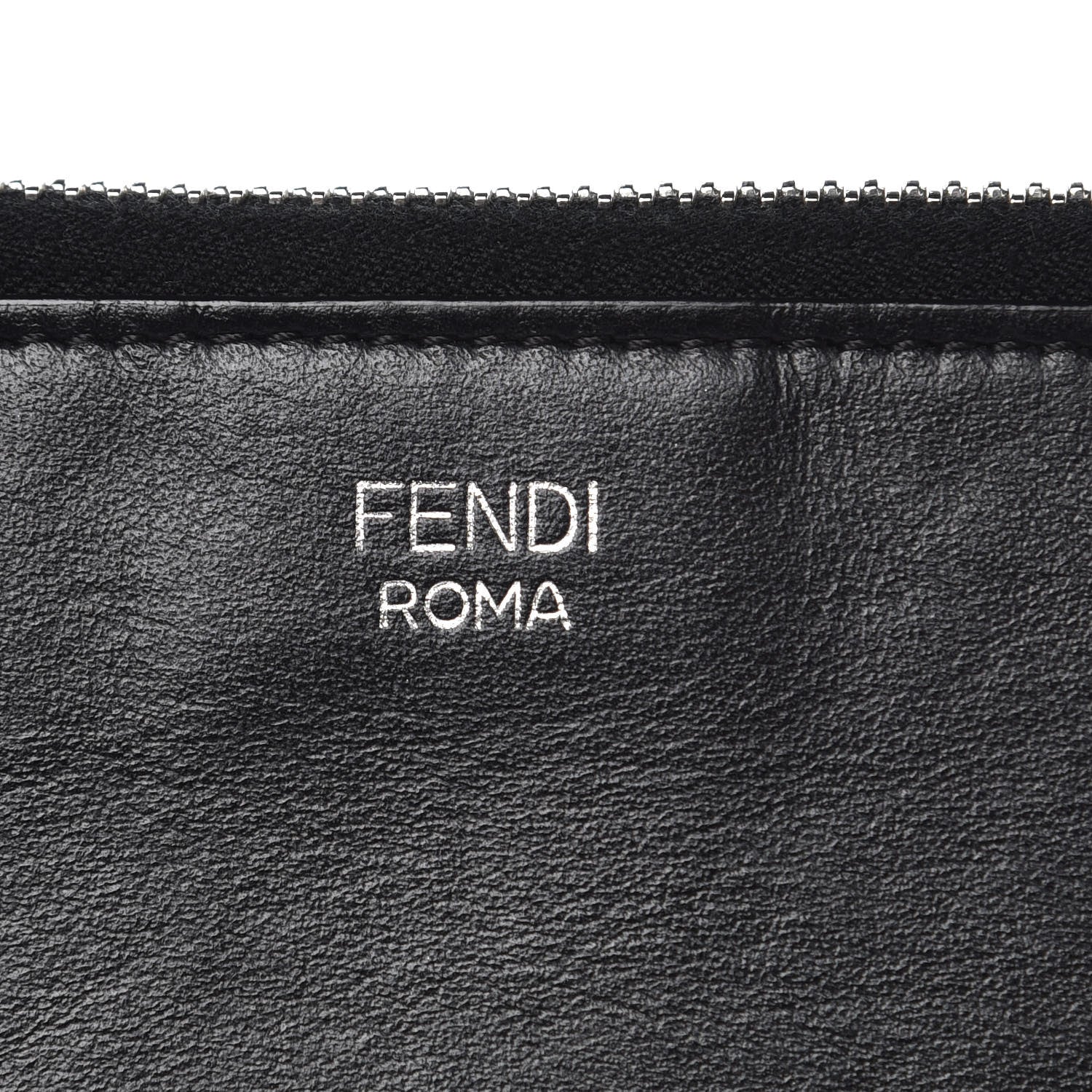 Fendi Vitello Century Hypnoteyes Zip Around Pouch Black 8 of 9