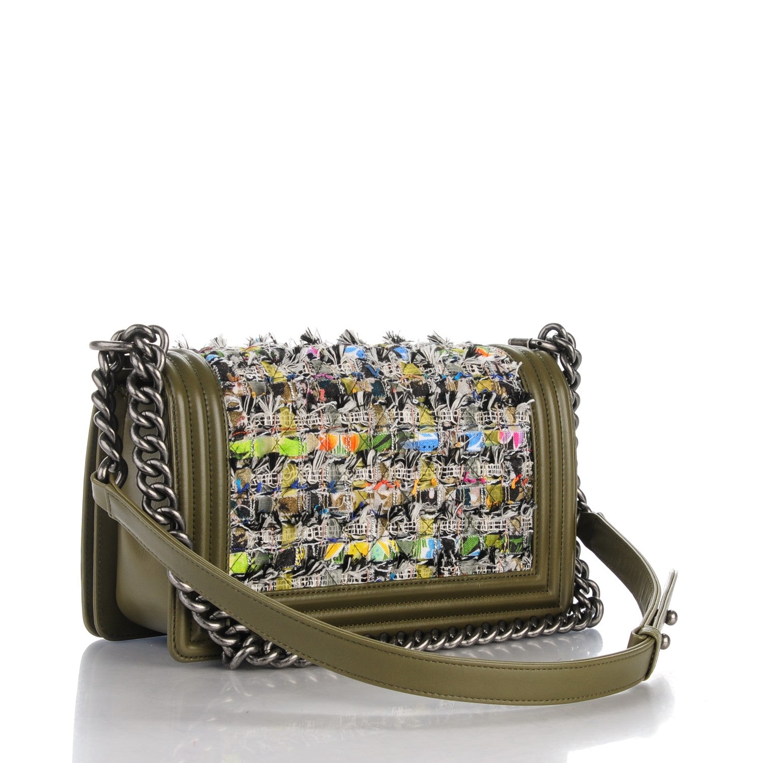 Chanel Tweed Lambskin Medium Boy Flap Khaki 3 of 7