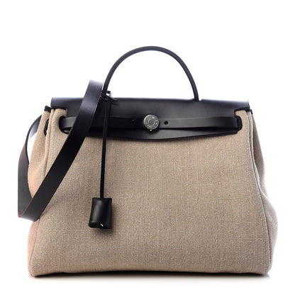 Hermes Military Toile Vache Hunter Herbag Zip Retourne 31 PM Ficelle Black 1 of 10