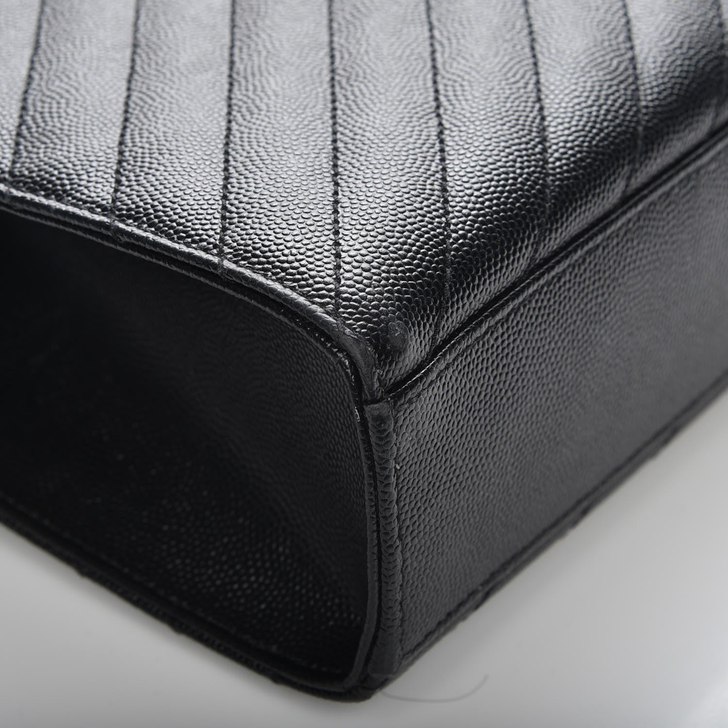 Saint Laurent Grain De Poudre Matelasse Chevron Large Monogram Satchel Black 11 of 12