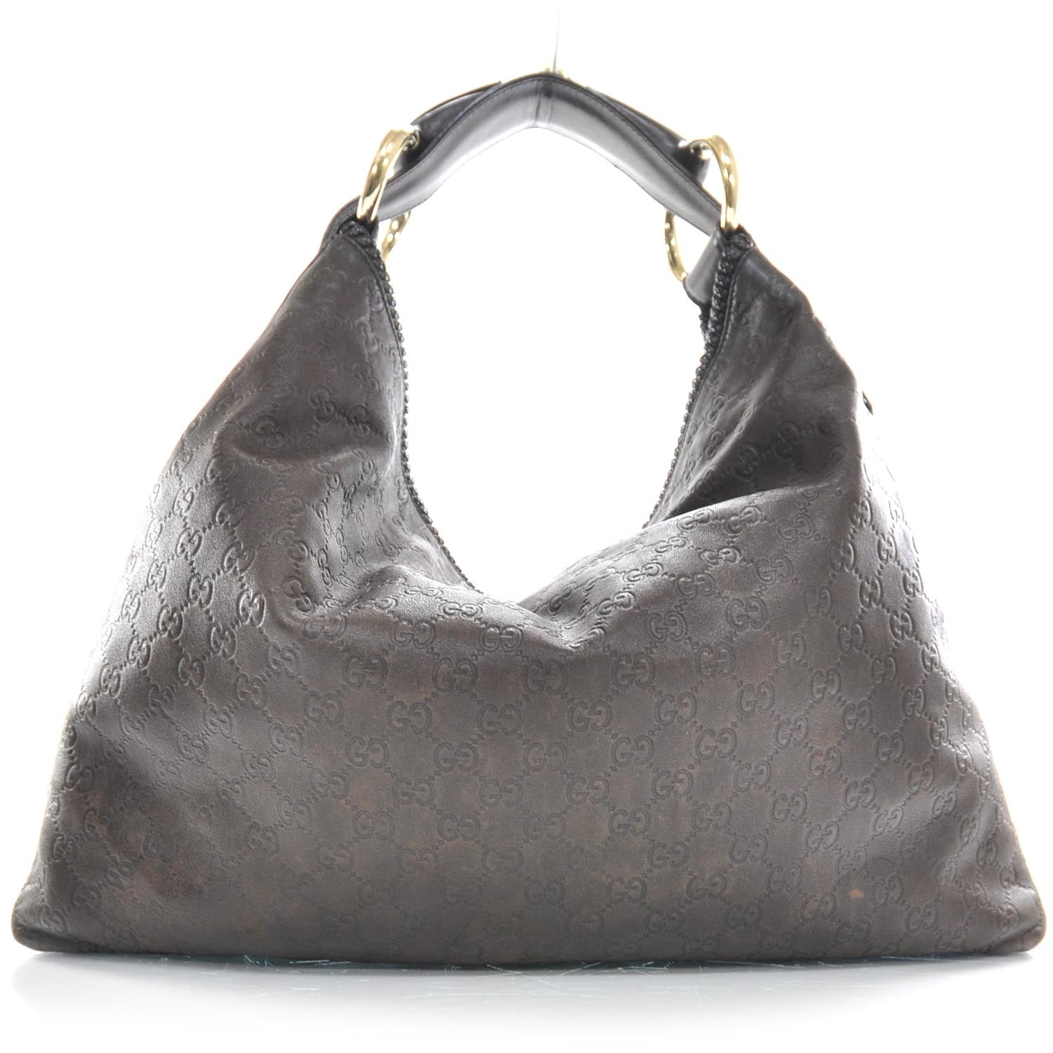 Gucci Guccissima Large Horsebit Chain Hobo Dark Brown 1 of 9