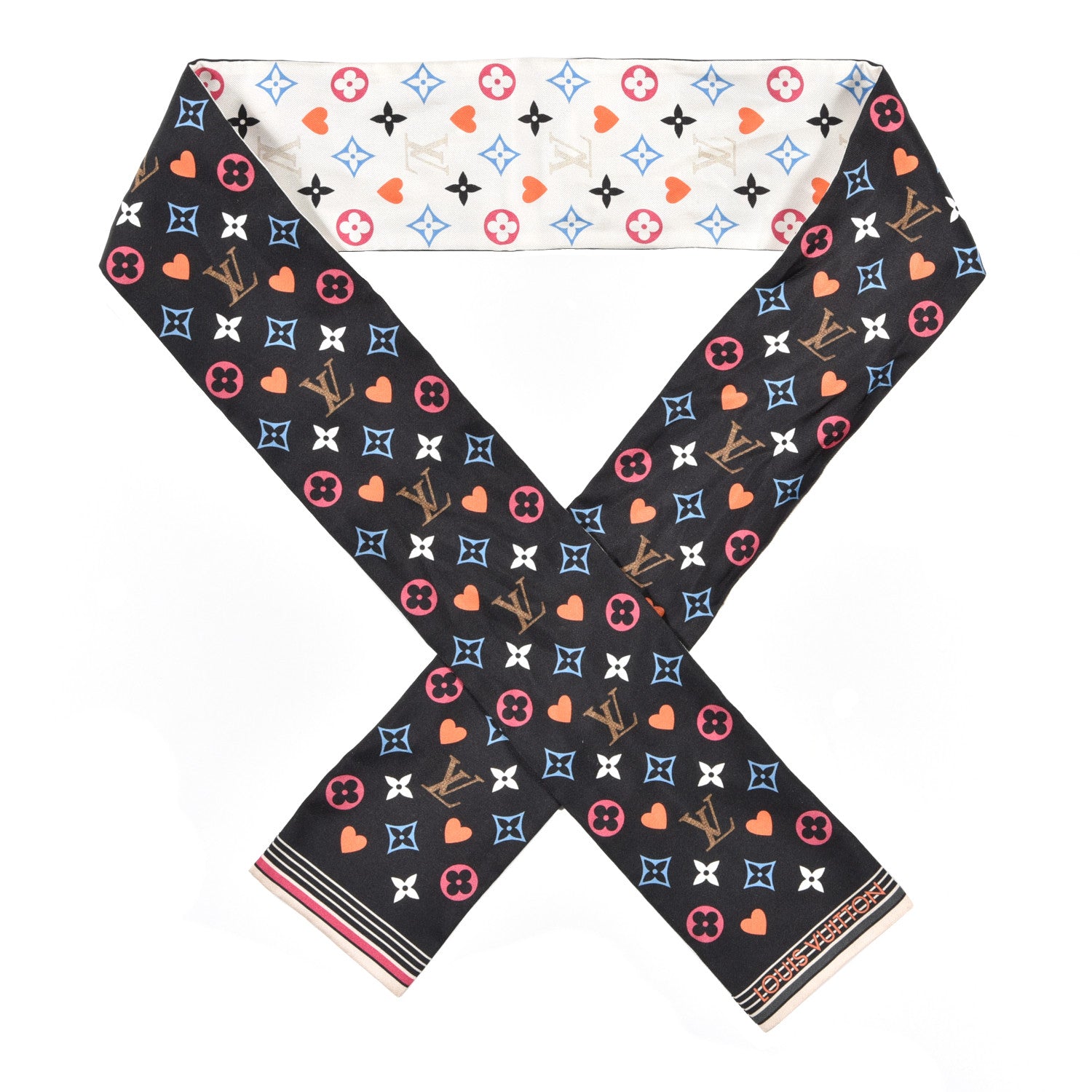 Louis Vuitton Silk Game On Bandeau Black White 1 of 3