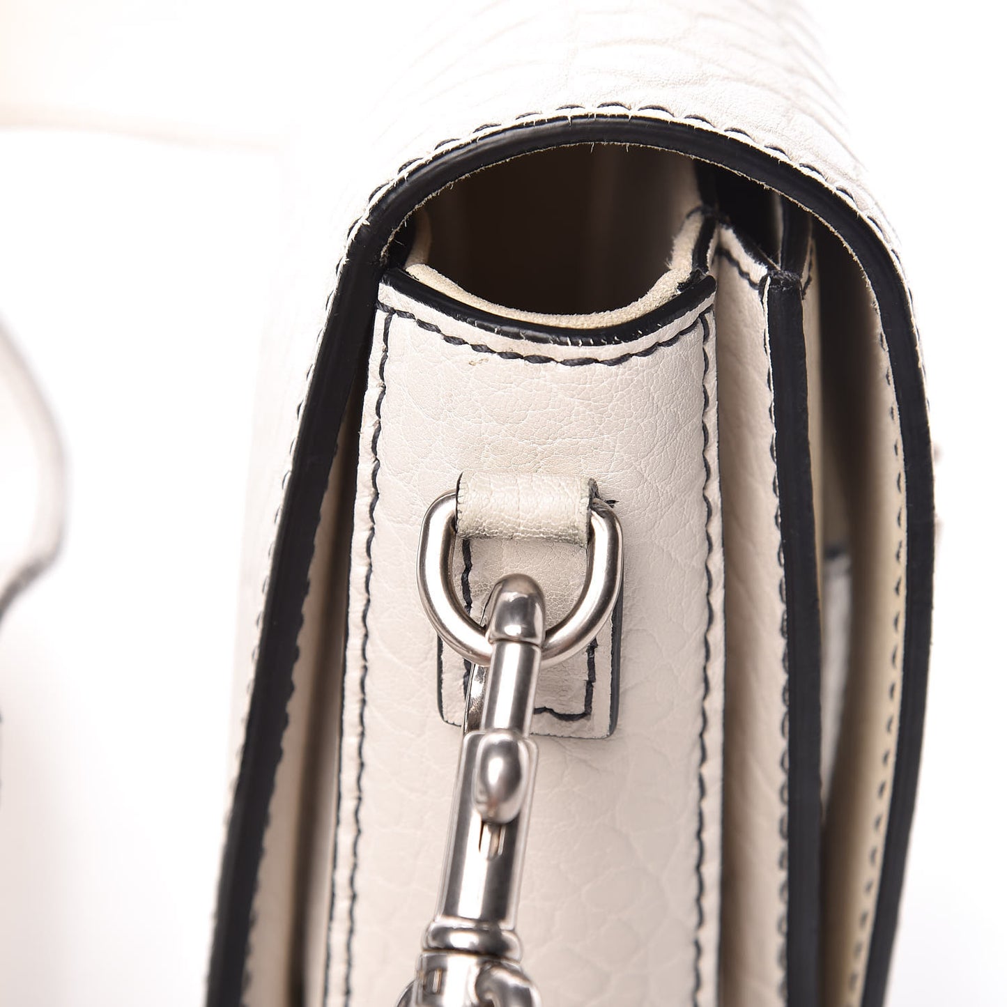 Grained Calfskin Dio(r)evolution Flap Bag Off White