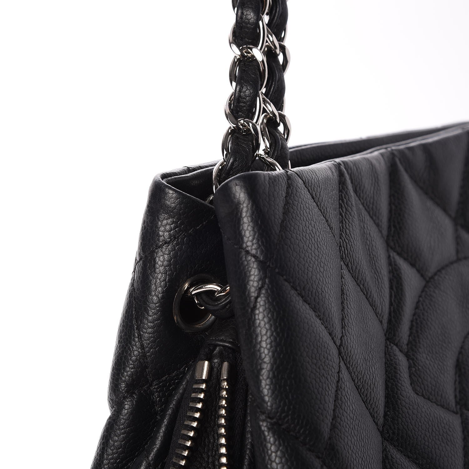 Chanel Caviar Quilted Expandable Zip Shoulder Bag Black 9 of 10