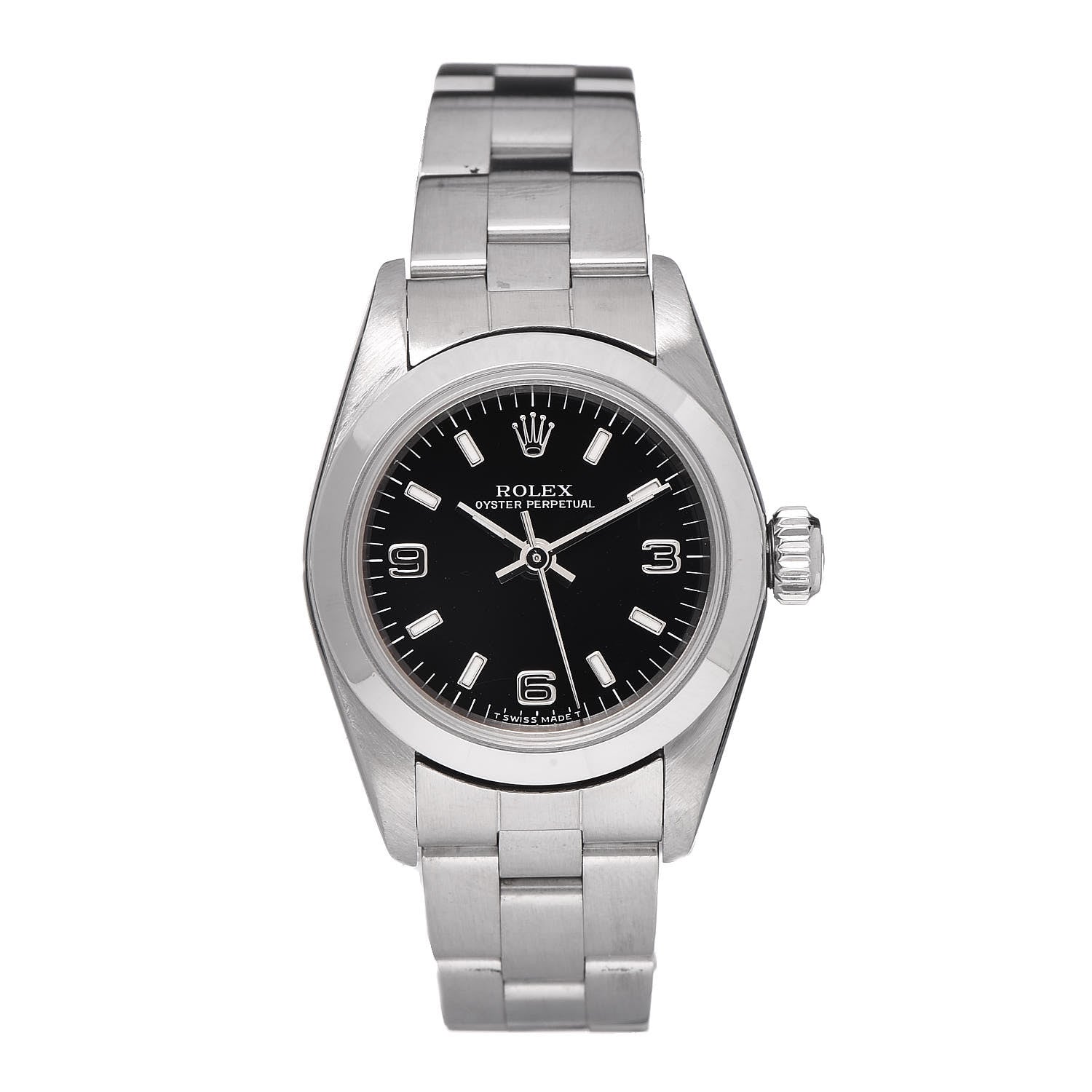 Rolex Stainless Steel 24mm Oyster Perpetual Watch Black 67180 1 of 6