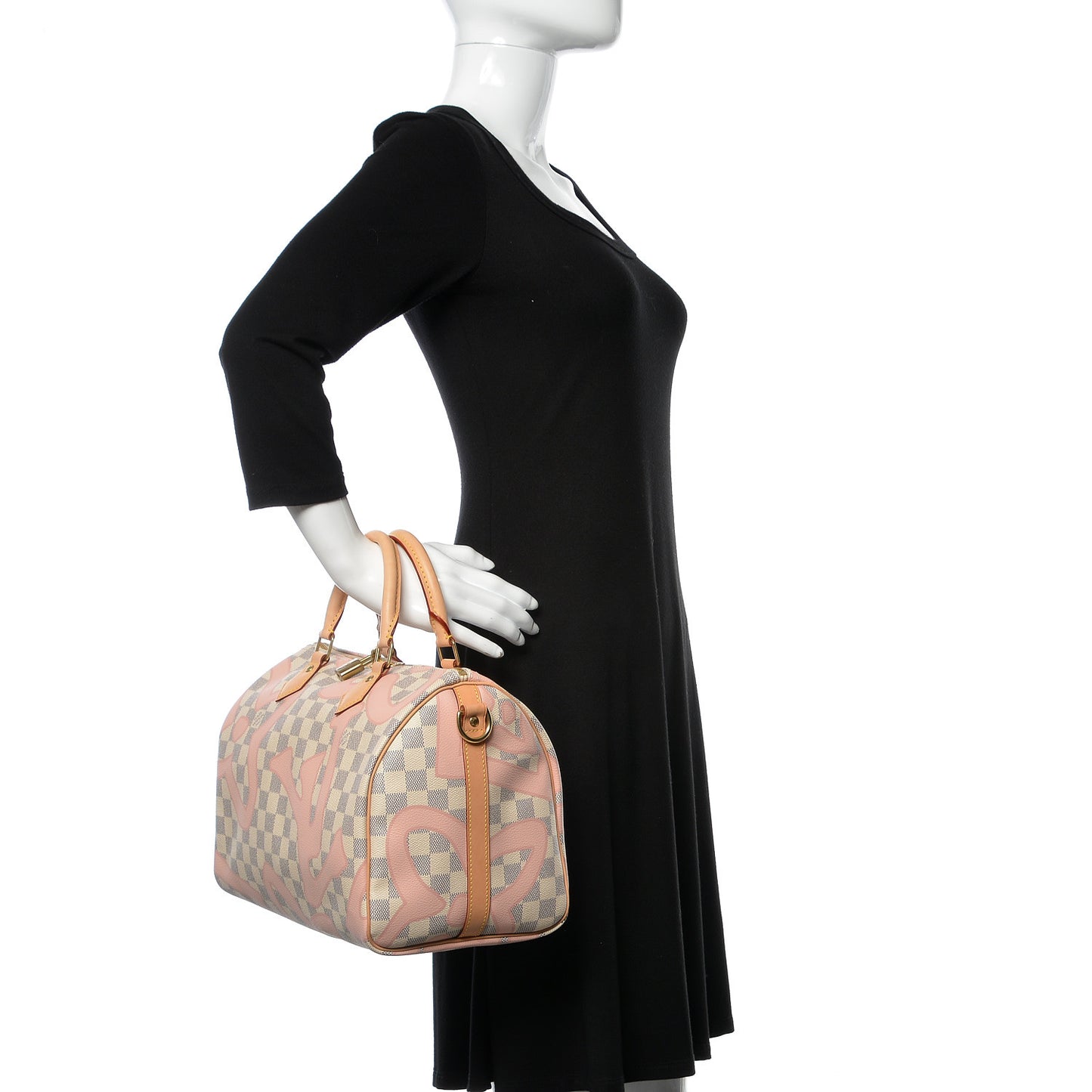 Damier Azur Tahitienne Speedy Bandouliere 30 Rose Ballerine