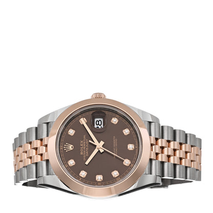 Rolex Stainless Steel 18K Everose Gold Diamond 41mm Oyster Perpetual Datejust Watch Chocolate 126301 2 of 5