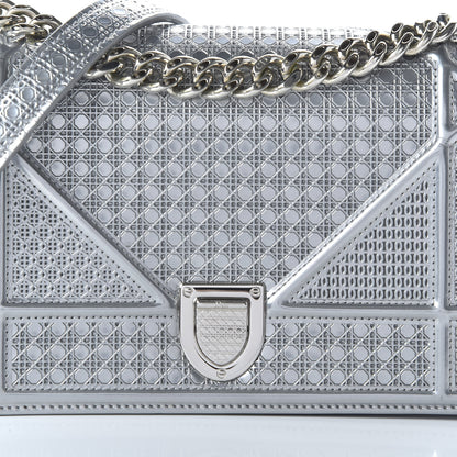 Christian Dior Metallic Patent Micro-Cannage Small Diorama Flap Bag Silver 9 of 9