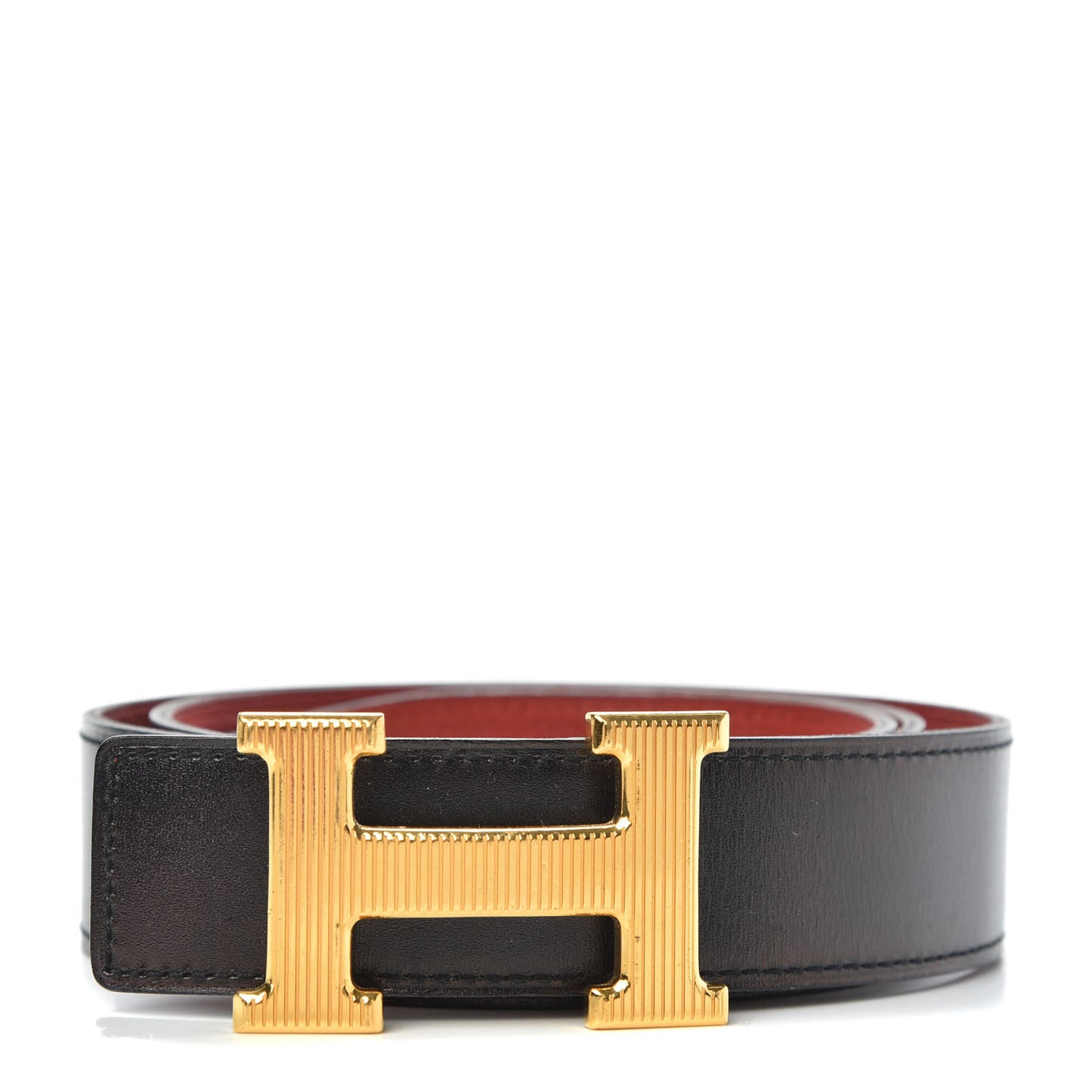 Box Togo Strie 32mm H Belt 100 Black Rouge Garance