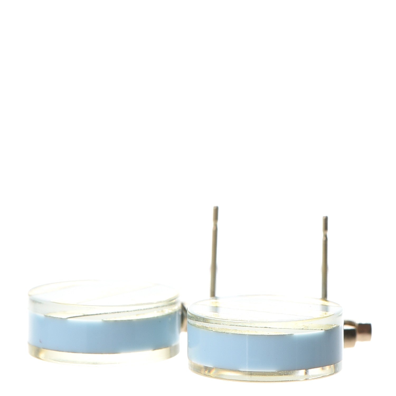 Chanel Resin Crystal Striped CC Drop Earrings Light Blue Gold 3 of 6