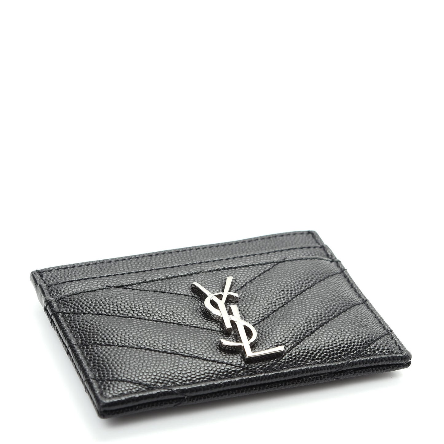 Grain De Poudre Matelasse Chevron Monogram Credit Card Case Black